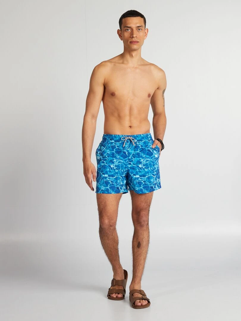 Short de bain imprimé Bleu