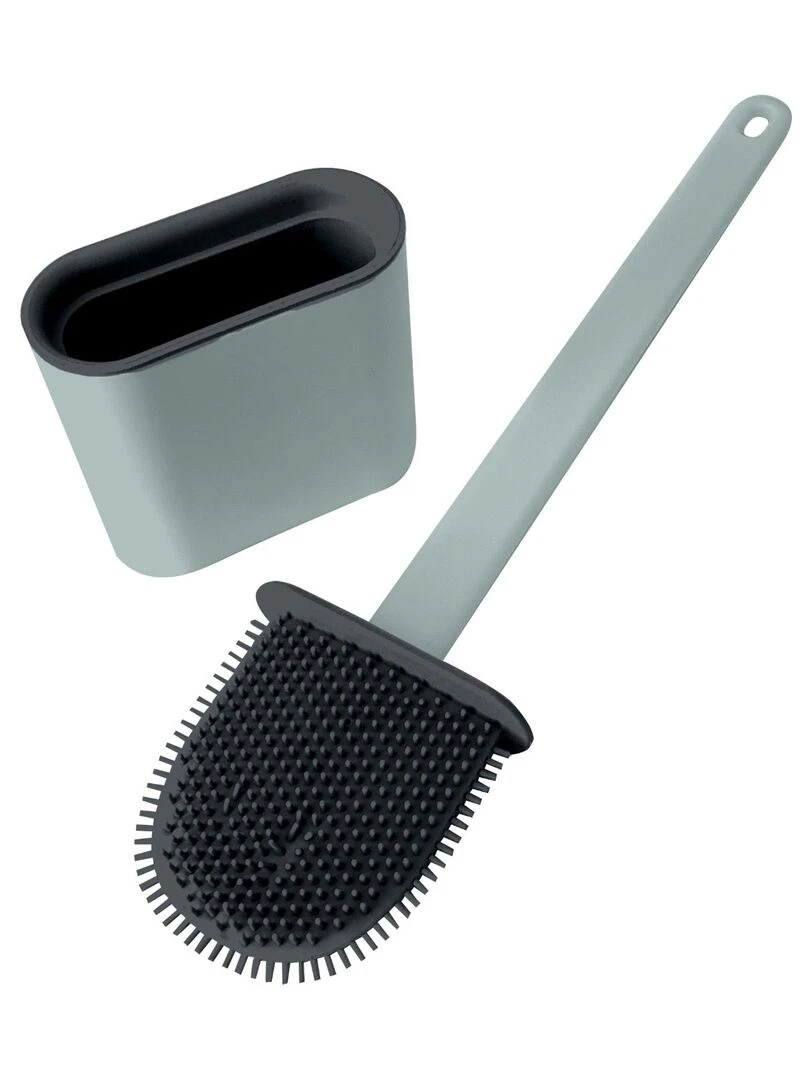 Brosse de toilette plate en silicone gris anthracite