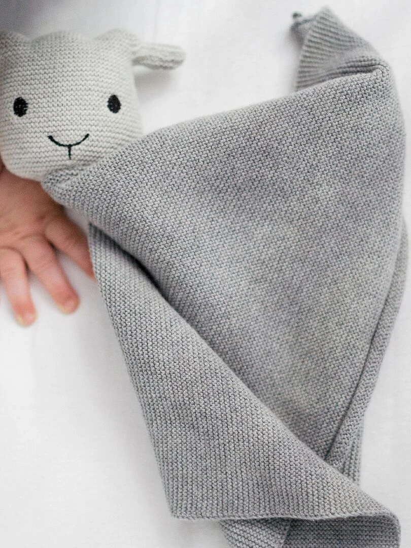 Tissu câlin hochet en coton mouton   Gris foncé
