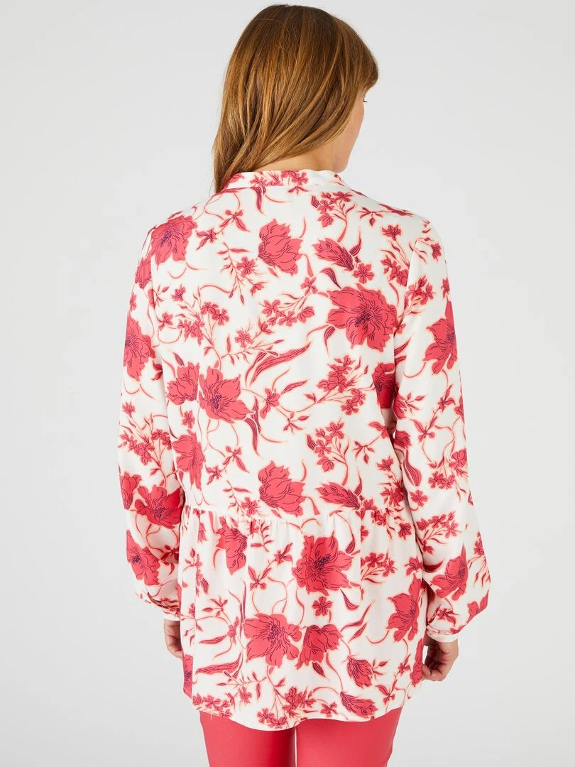 Tunique base volantée fleurie   Damart   Rose