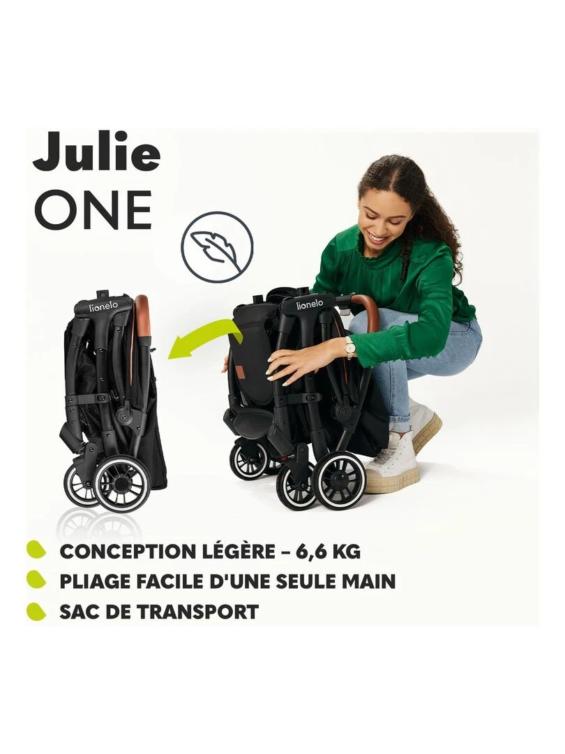 LIONELO Julie One   Poussette canne   Jusqu'à 22 Kg   Légère & pliable   Accessoires   Noir/Or   Noir Doré