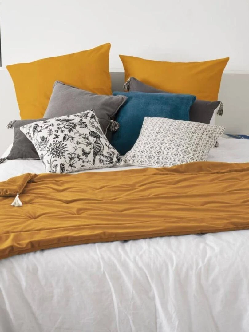 Édredon velours 80x180 cm Sonia ocre   Jaune