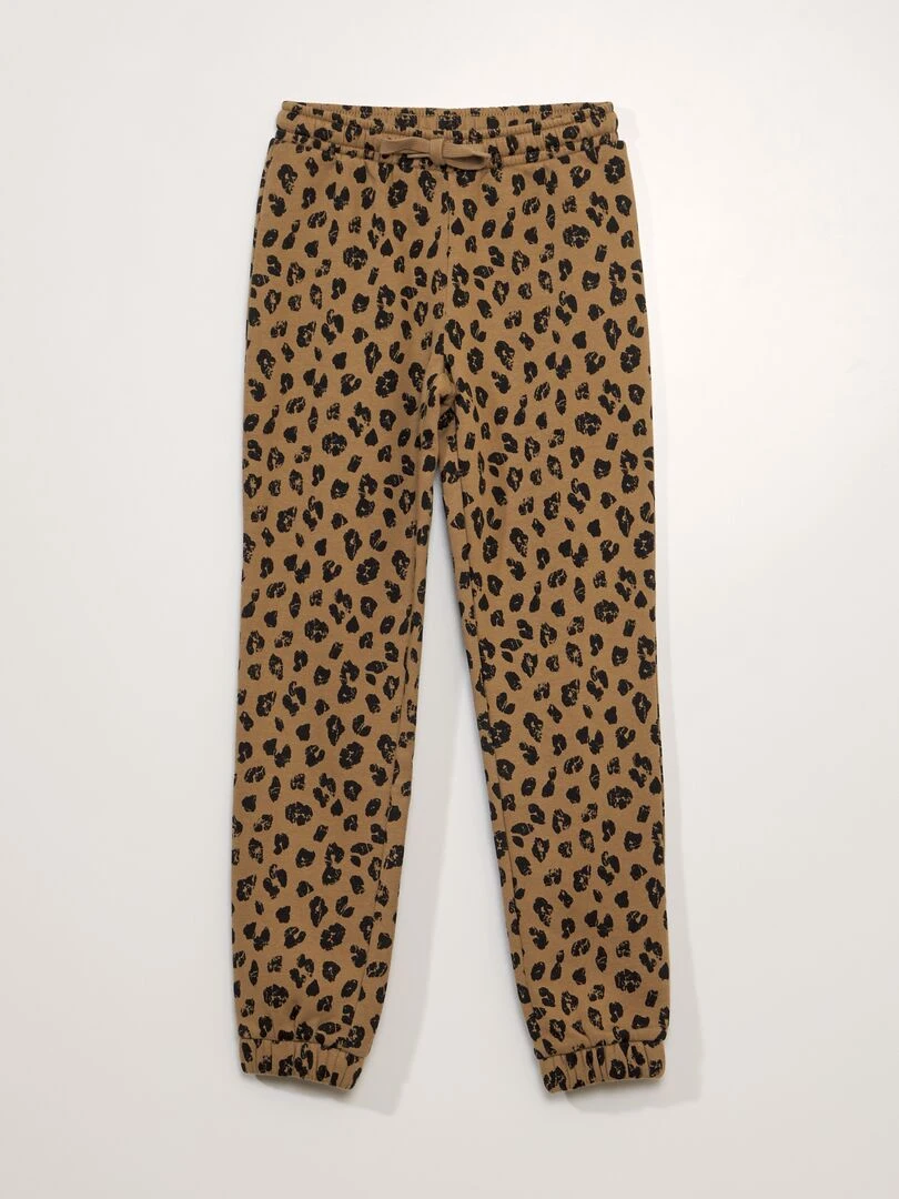 Pantalon de jogging motif léopard Marron