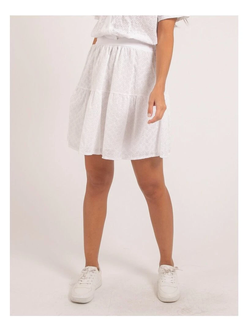Jupe courte broderies anglaises XANNY Blanc