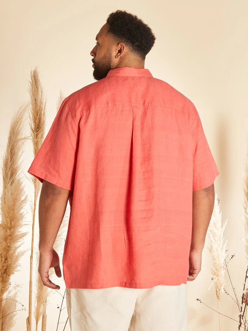 Chemise en lin à manches courtes   Corail