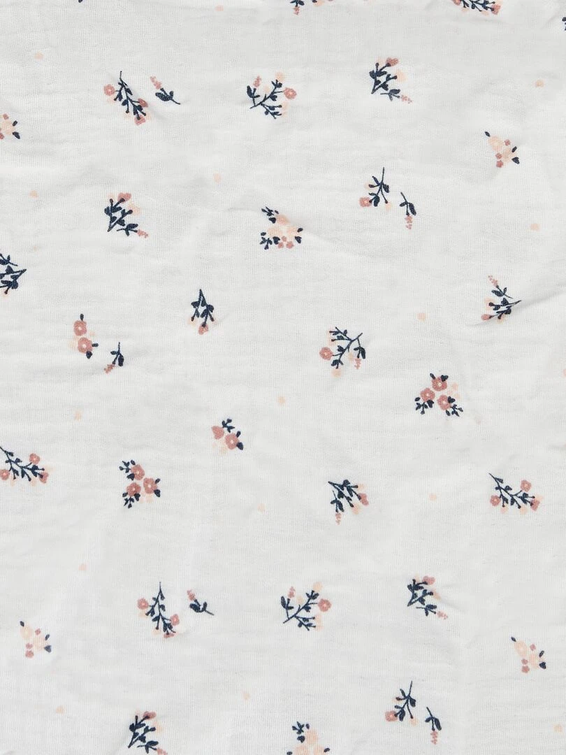 Lot de 2 draps housse en gaze de coton   Blanc/rose