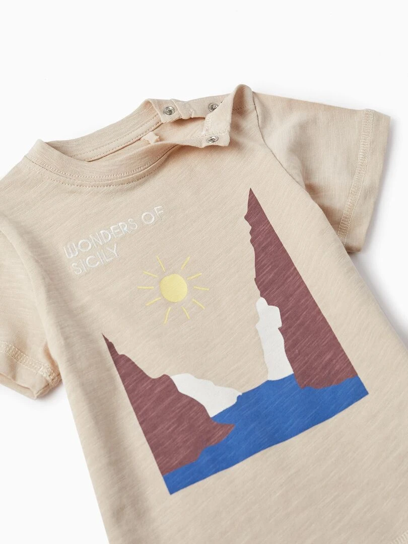 T shirt à manches courtes pour bébé garçon 'Nature en Sicile' manches courtes SICILIAN DAYS   Gris clair