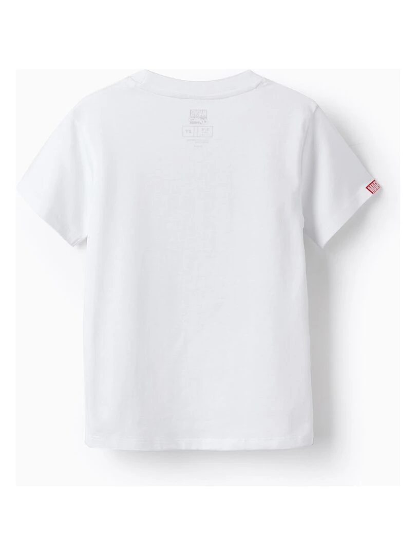T shirt en coton pour garçon 'Marvel Les Avengers' manches courtes Blanc