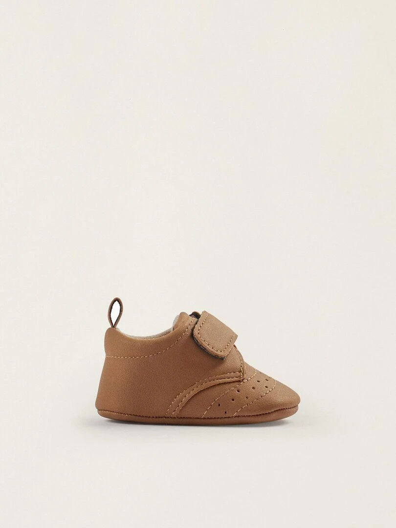 Chaussures à fermeture auto agrippante pour nouveau né  ATLANTIC COMPANY   Beige foncé