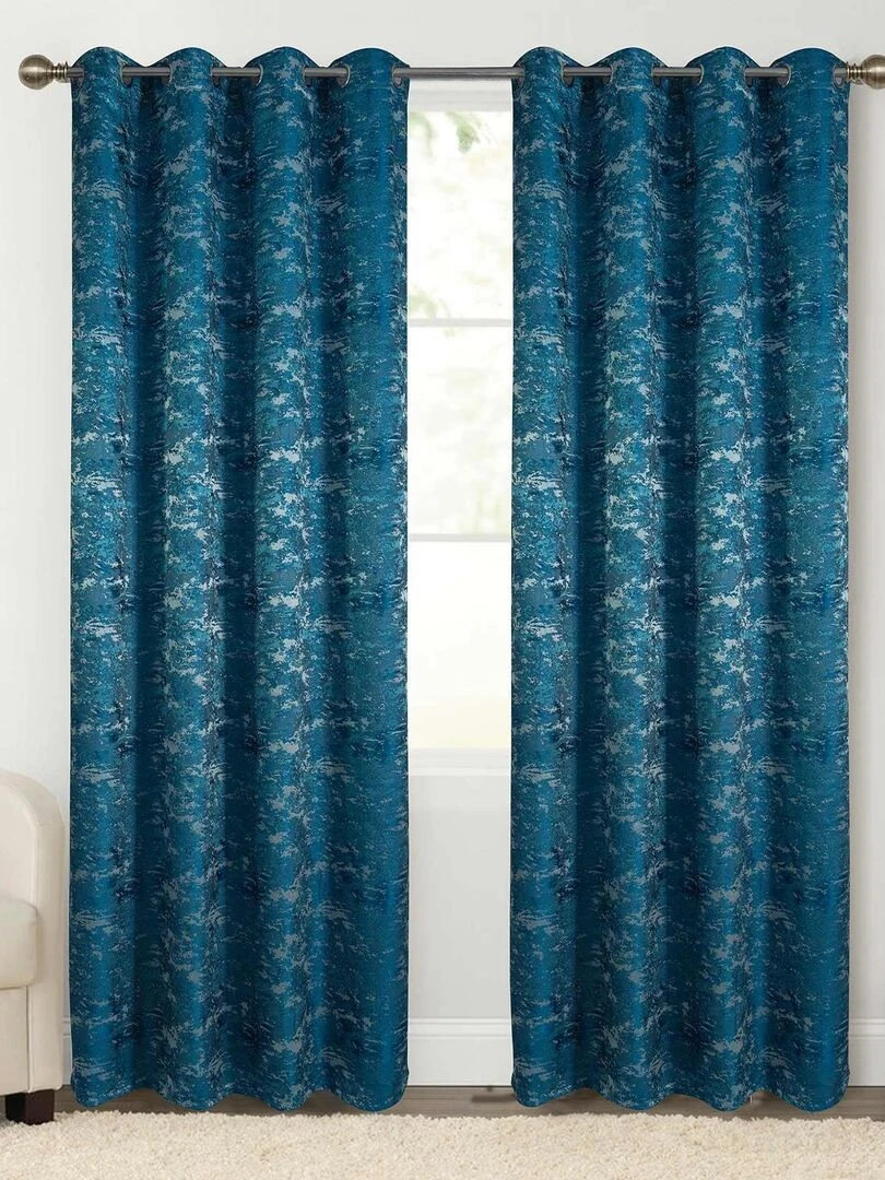 Paire de rideaux au style camouflage chic Bleu turquoise