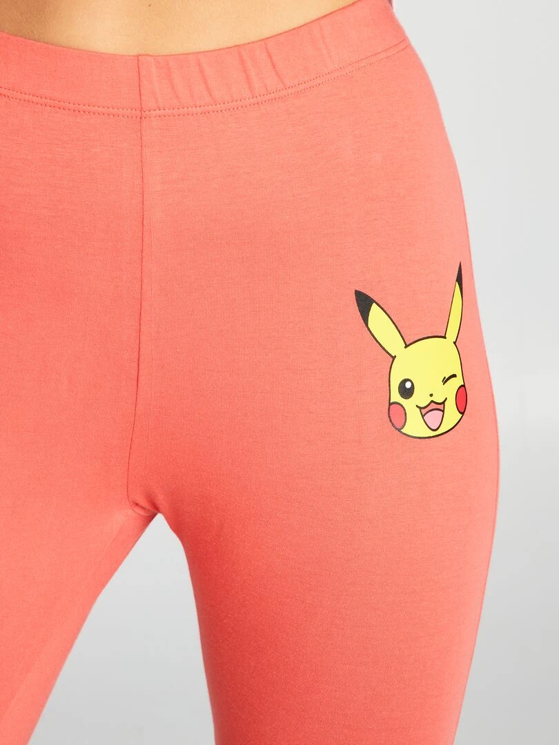Pyjama long imprimé 'Pokémon'   2 pièces   Blanc/orange