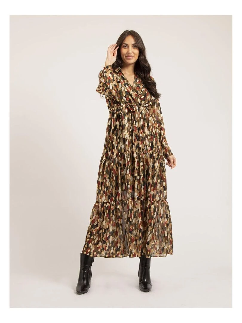 Robe longue motifs IDETTA   Kaki