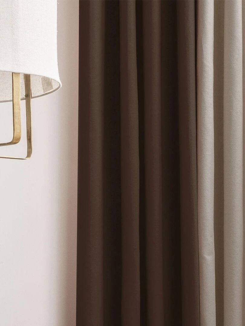 Rideau en coton recyclé avec œillets 'Deko&co' Taupe