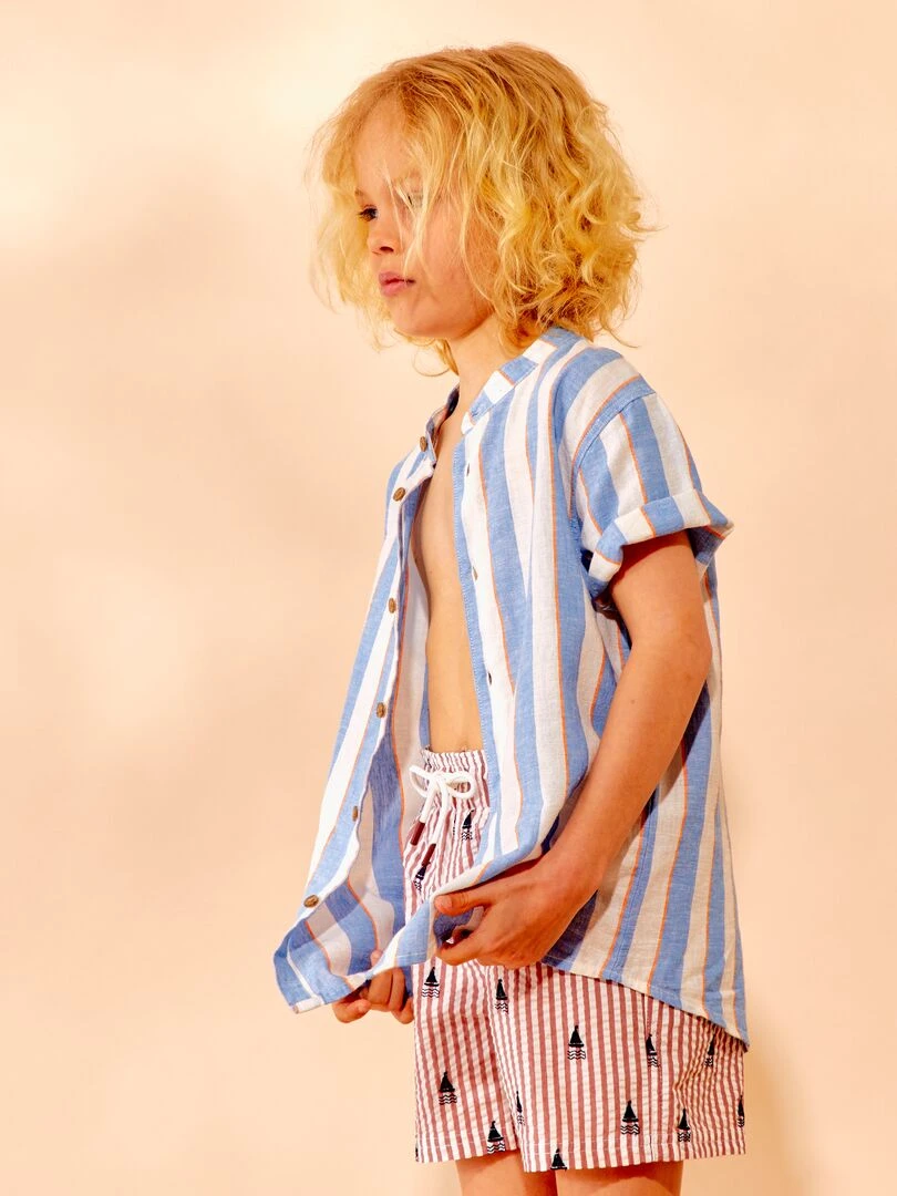 Short de bain crêpé   Rouge