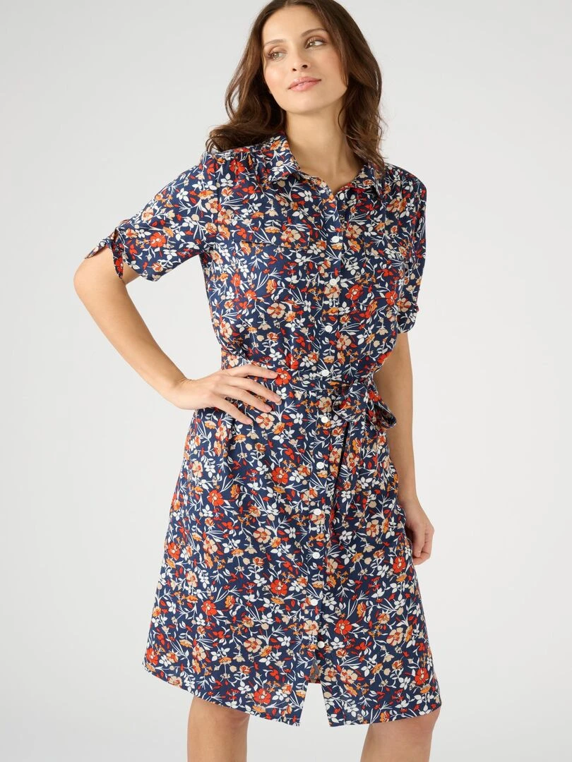 Robe chemise fibres pure viscose Lenzing(TM) EcoVero(TM) Damart Bleu marine