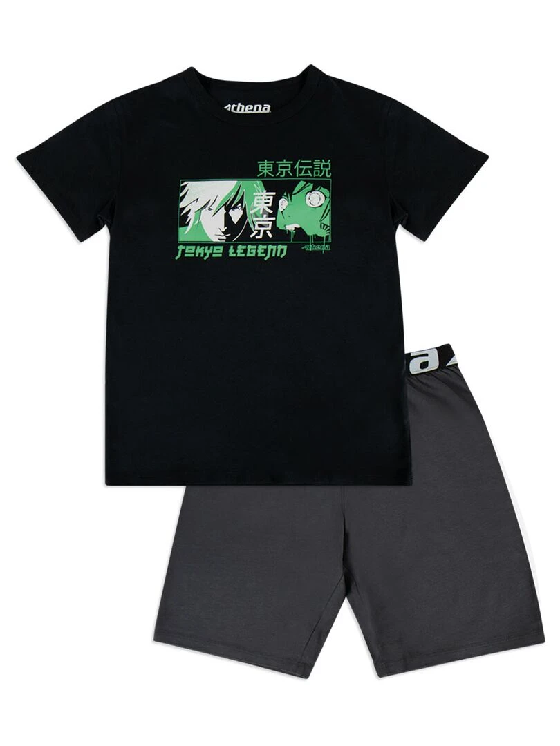 Pyjama court garçon Japan Vibes Noir