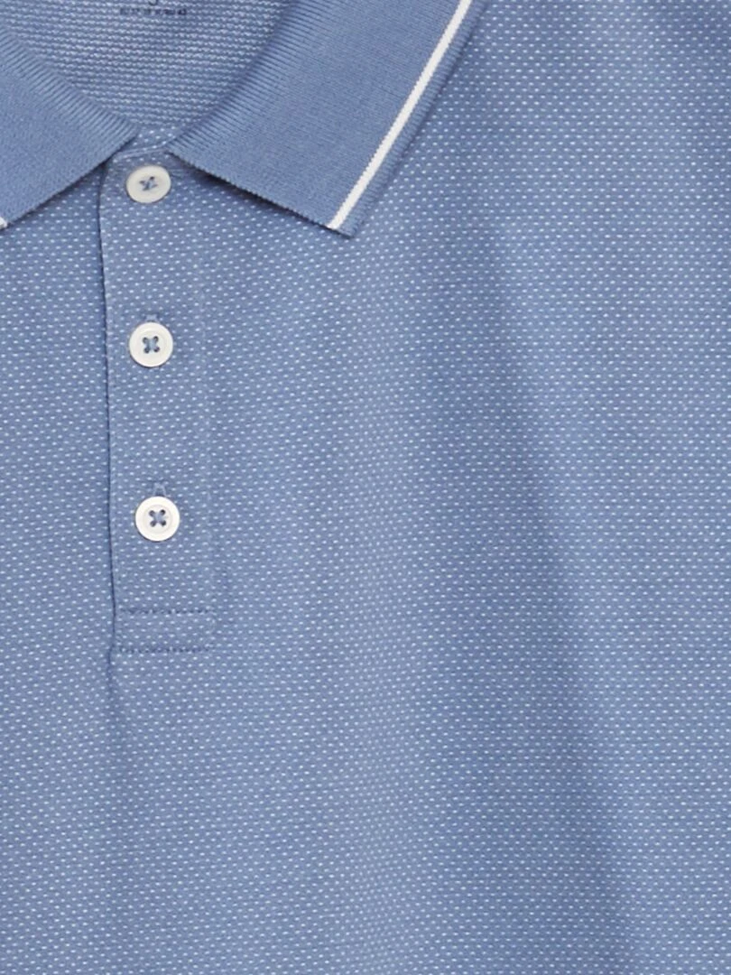 Polo en piqué de coton effet moucheté   Bleu clair
