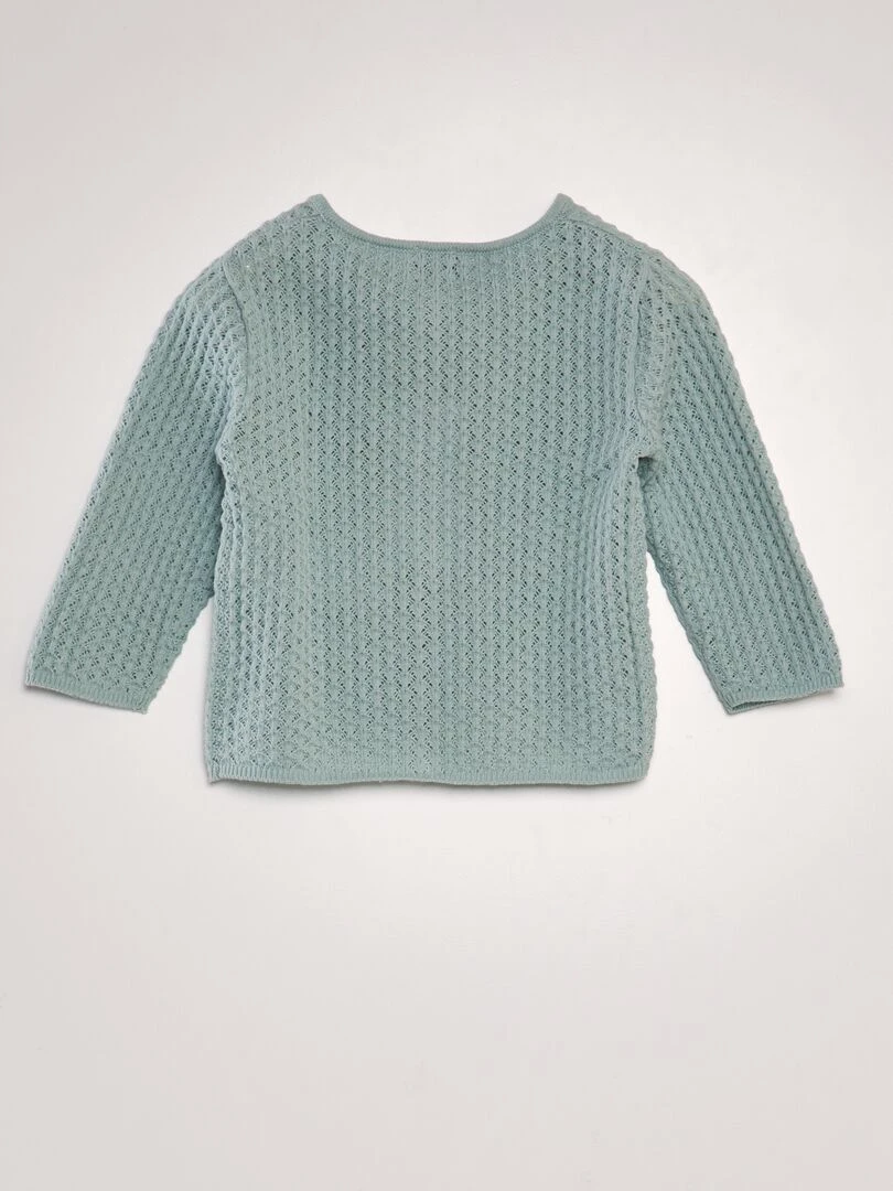 Gilet maille fantaisie Bleu