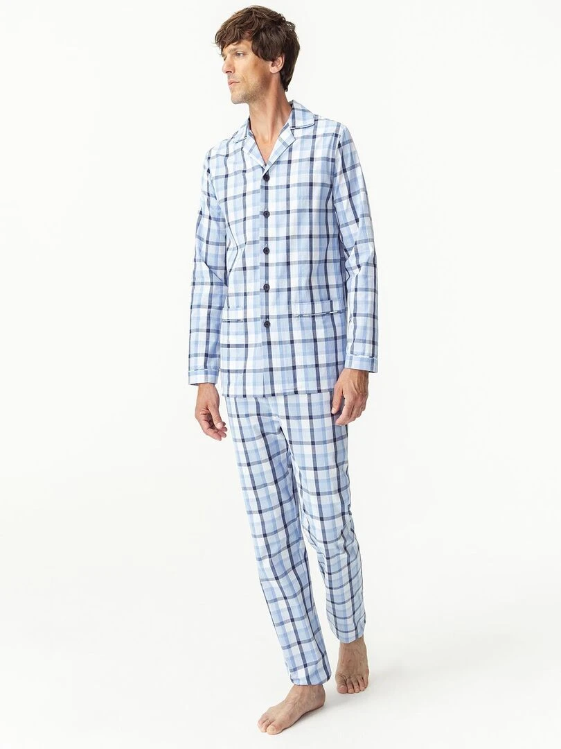 Pyjaveste en popeline  manches longues   Damart   Bleu