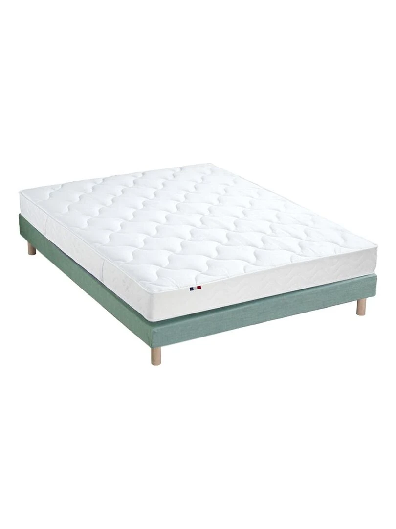 Ensemble Matelas 100% latex 3 zones ESSENTIEL + Sommier Fabriqué en France Sommier Vert celadon Vert tilleul