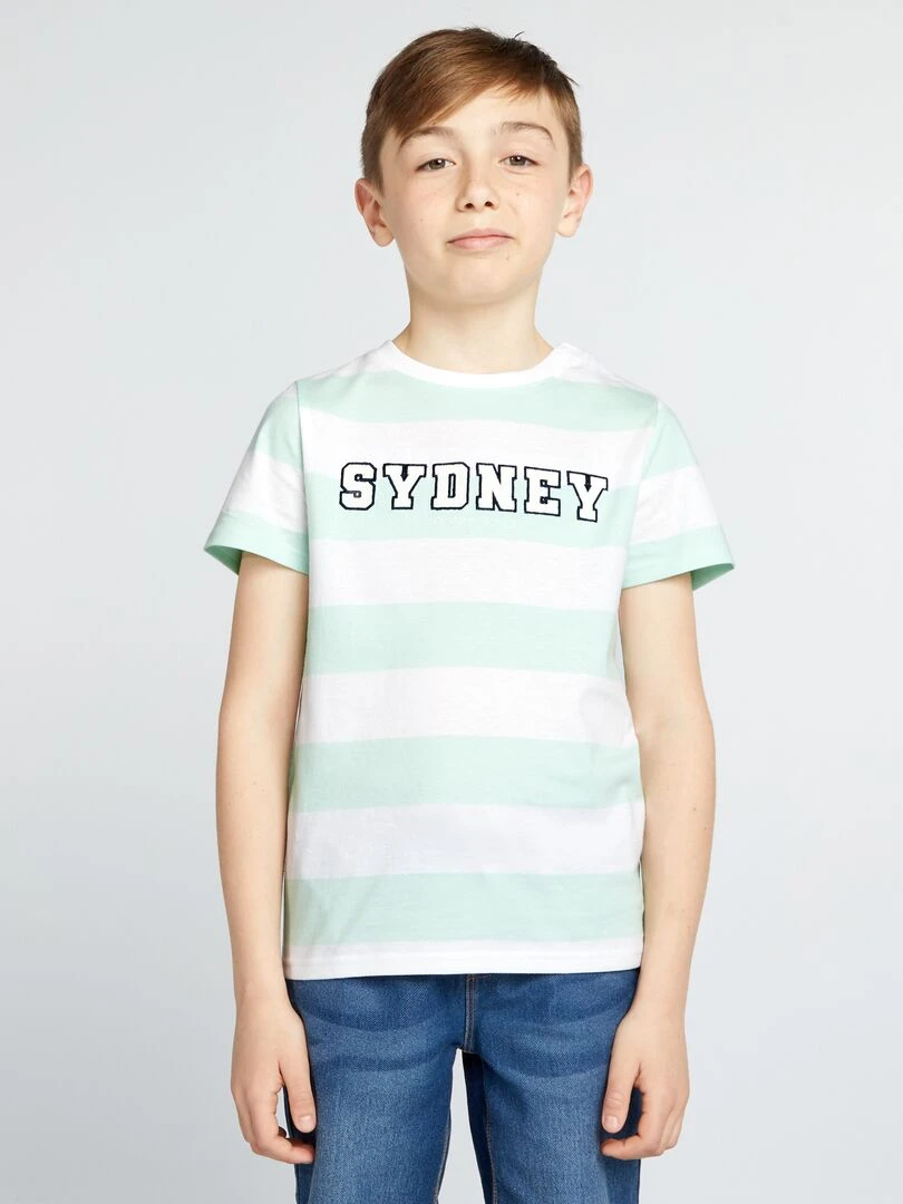 T shirt imprimé So Easy Vert rayé