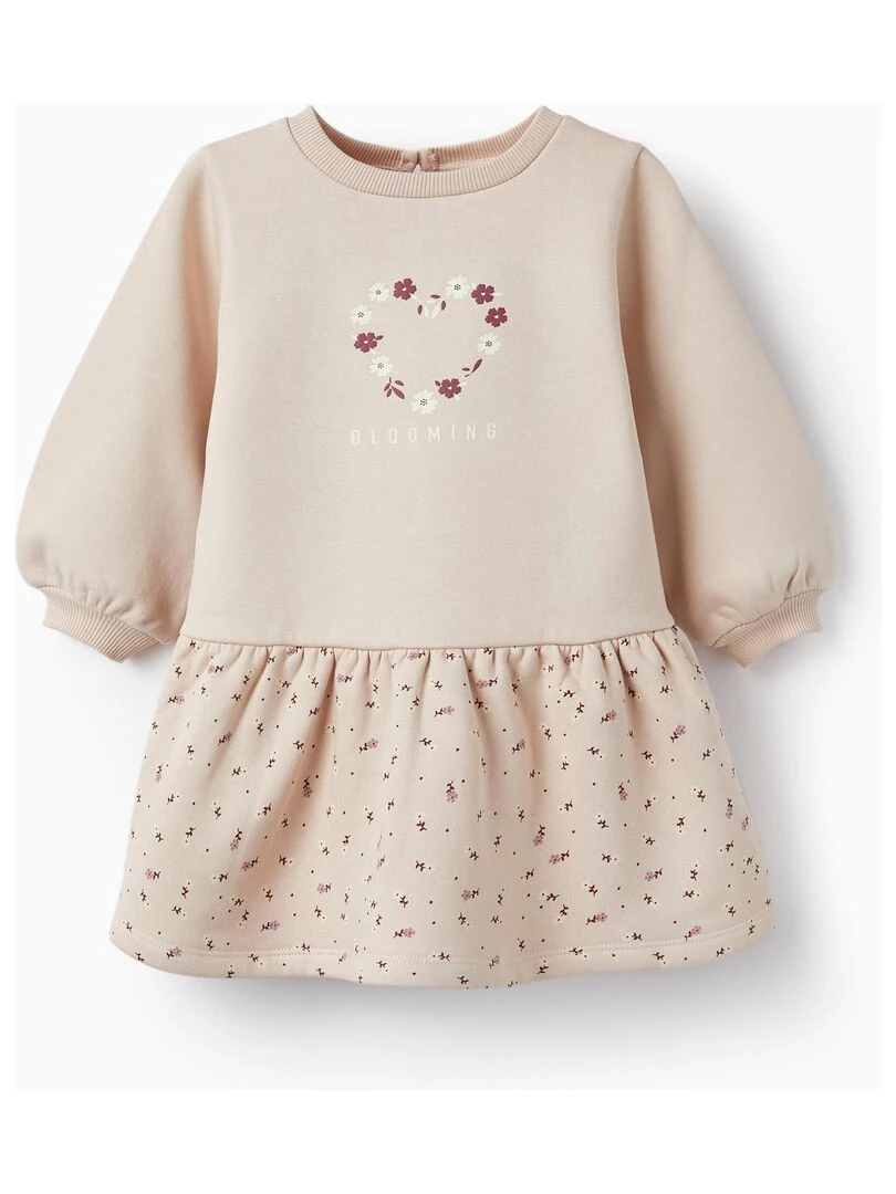 Robe en molleton pour bébé fille 'Blooming' manches longues SWEET FROSTY DREAMS Beige clair