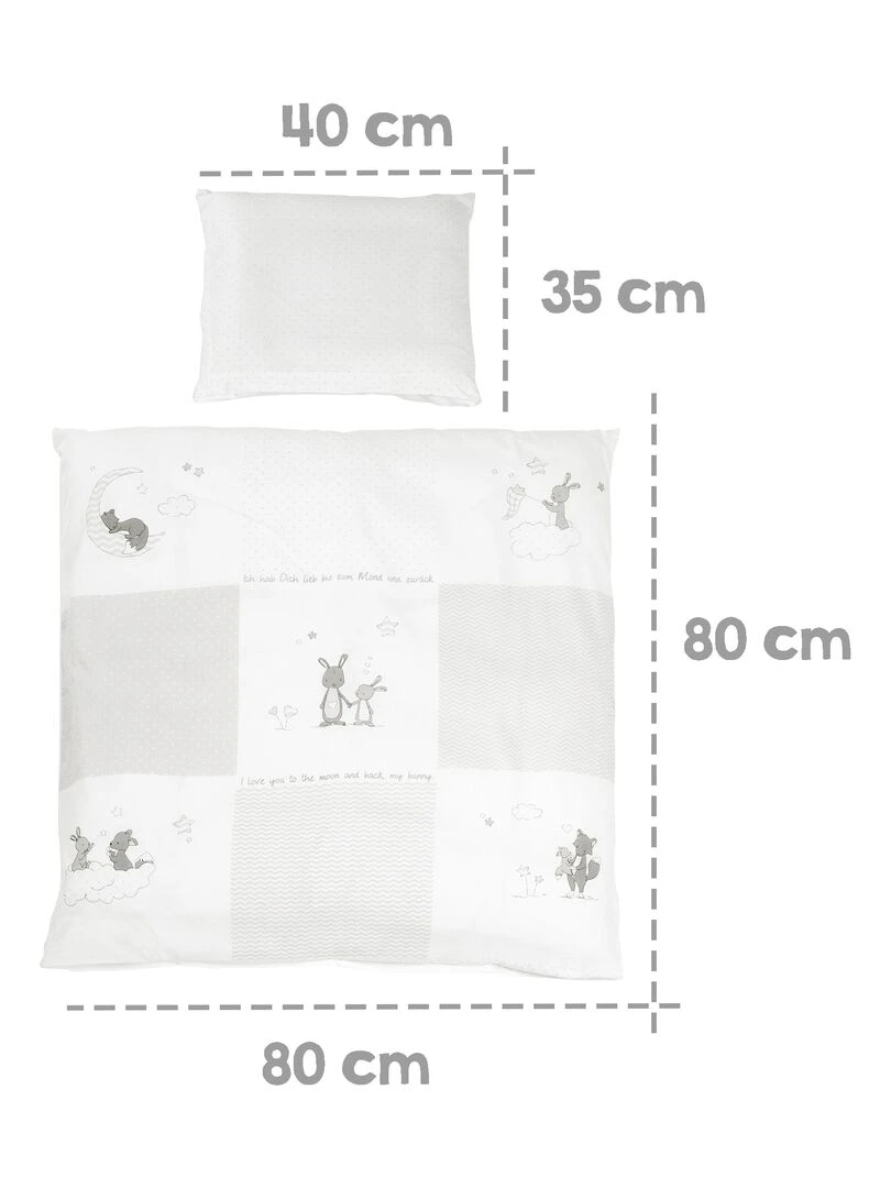 ROBA Berceau Fox & Bunny   40 x 90 cm + Équipement Complet   Bois Laqué Blanc   Blanc