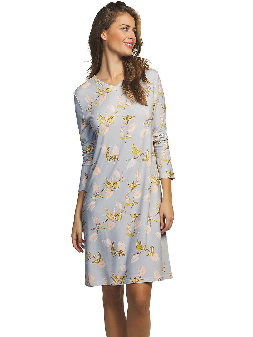 Chemise de nuit manches longues Tulipanes Bleu
