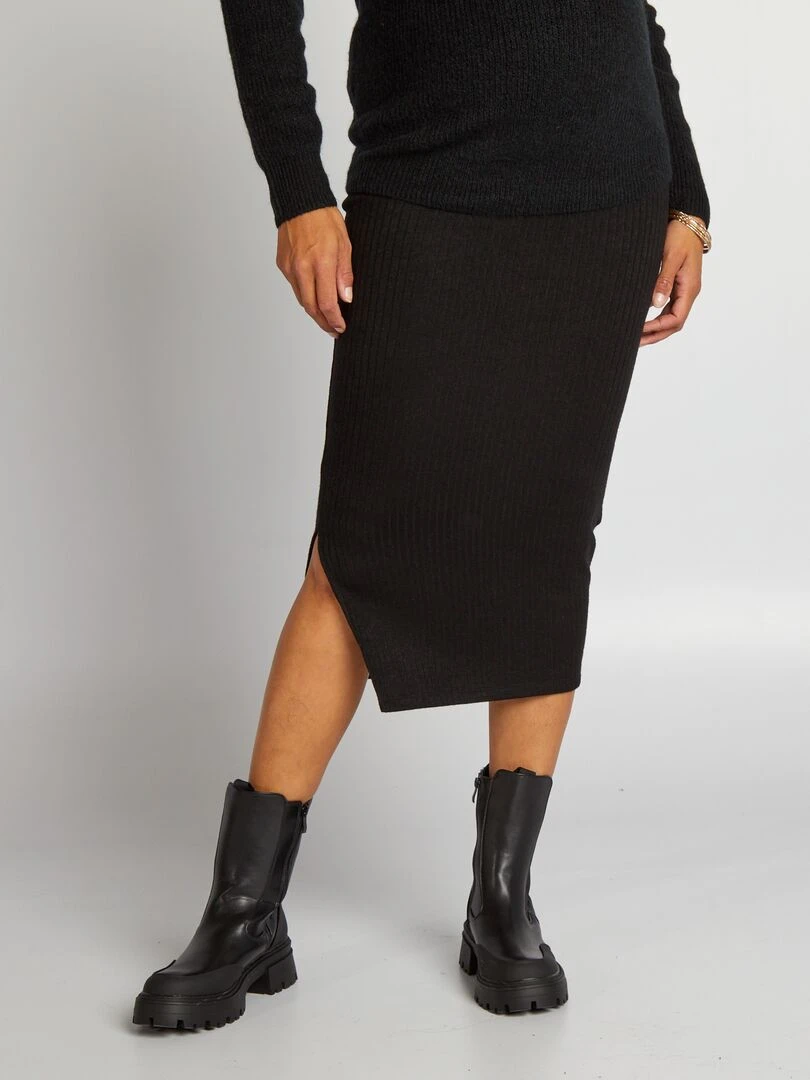 Jupe grossesse en maille rib noir