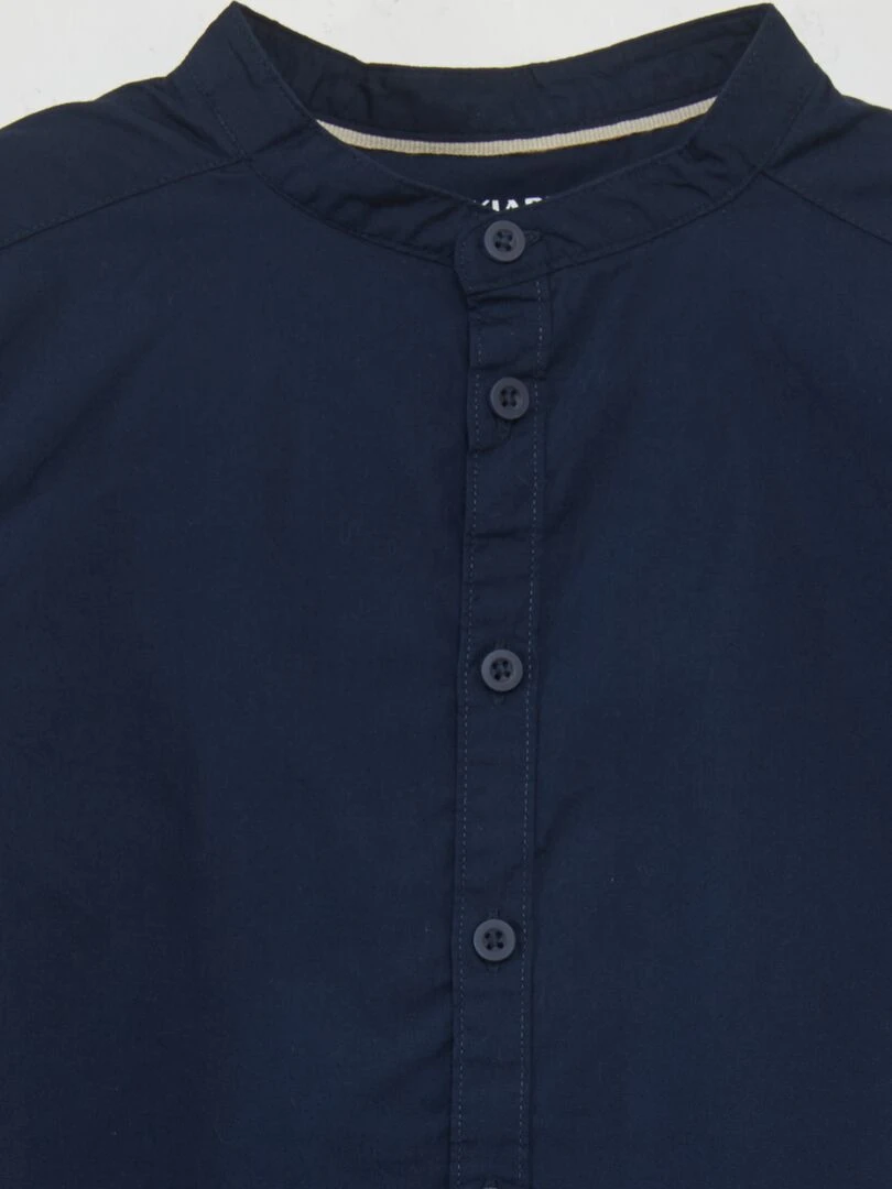 Chemise à col mao bleu marine