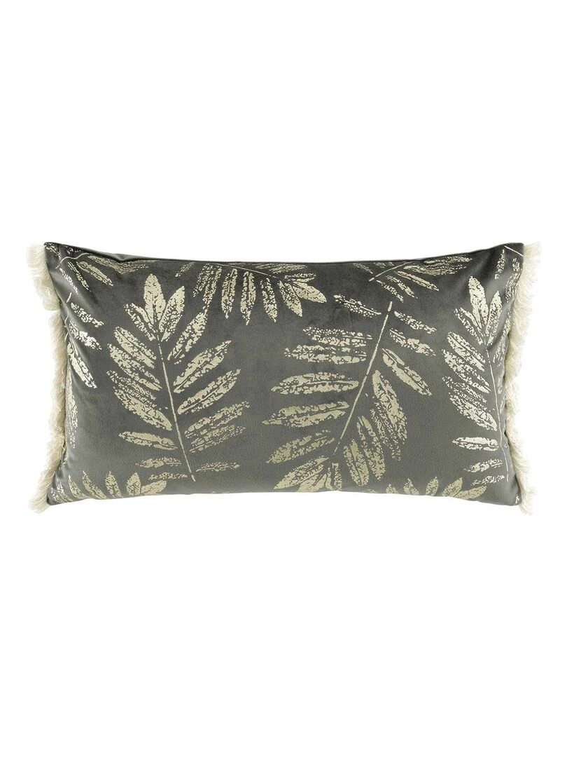 Coussin franges 30x50 cm velours or Adelor anthracite Gris