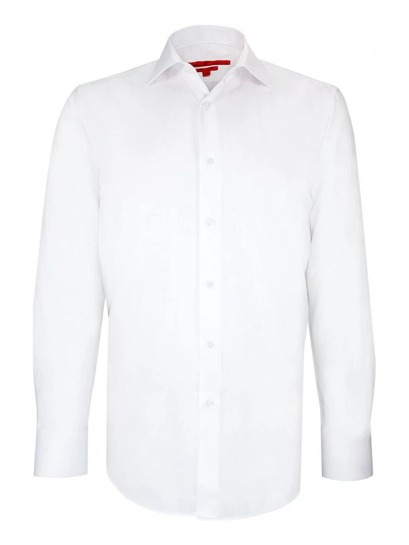 Chemise cintrée tissu armuré POINT Blanc