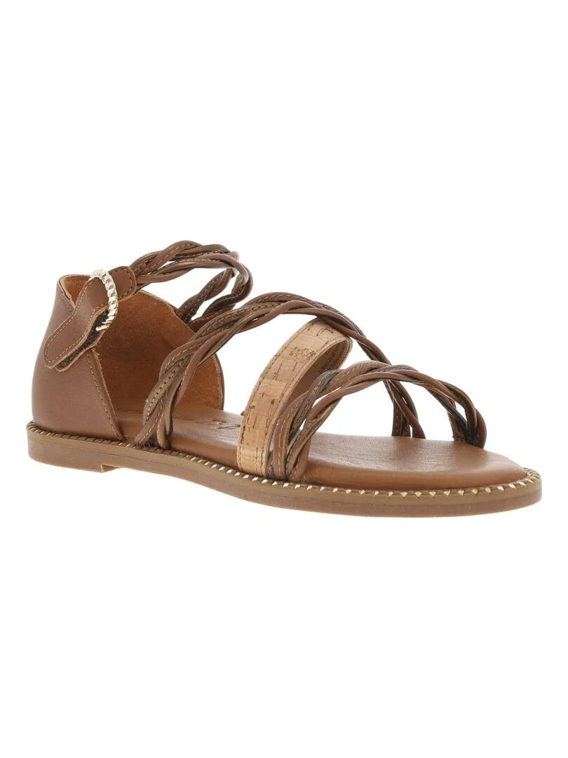 TAMARIS Nu pieds talon plat Cognac
