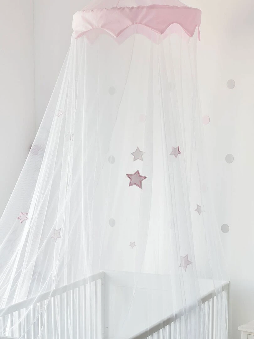 Ciel de lit bébé bébé Trois Kilos Sept Rose