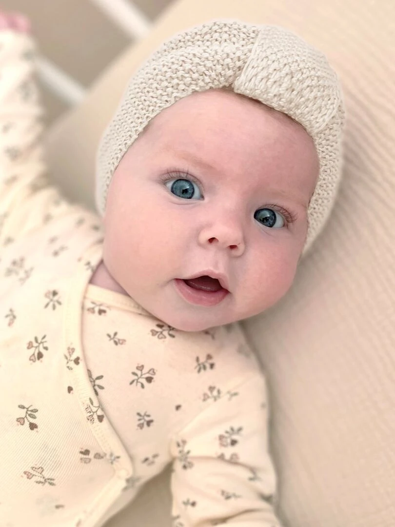 Bonnet turban pour bébé   Blanc cassé