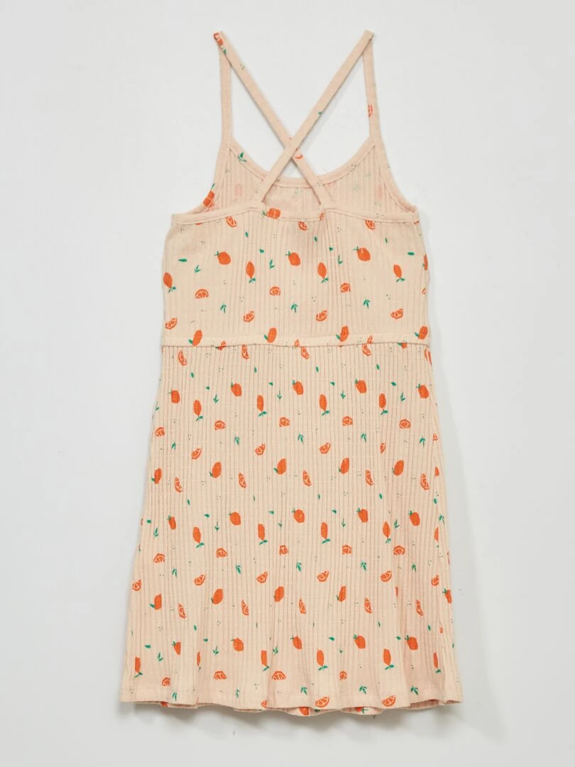 Robe salopette maille côtelée   Beige