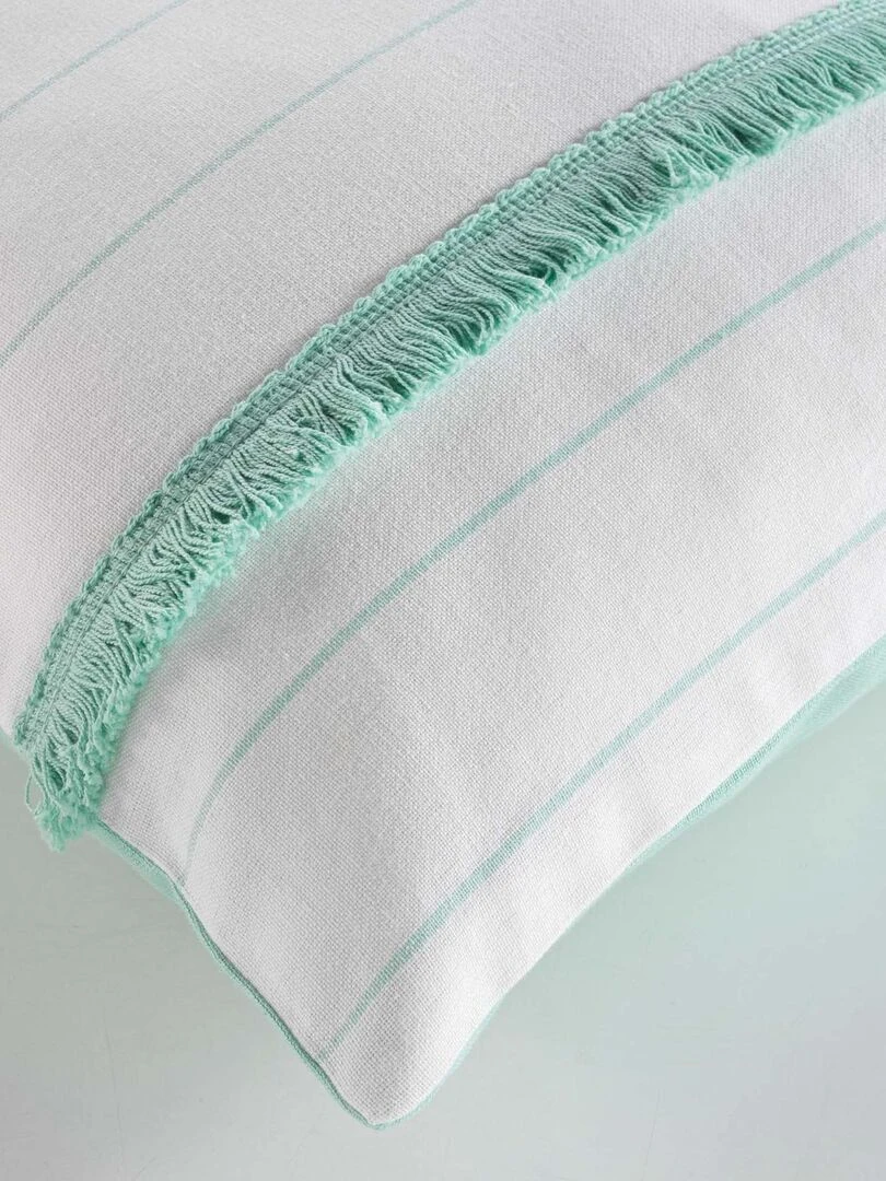 Coussin déhoussable à galon frangé Vert clair