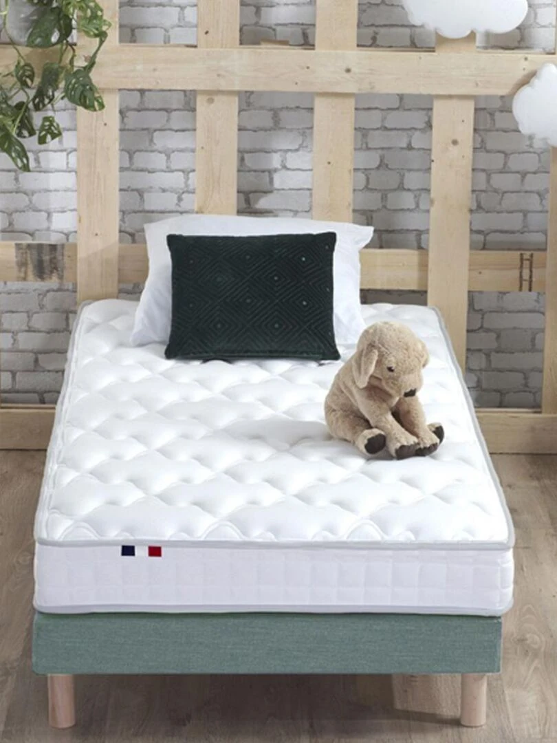 Ensemble Matelas Mousse à Mémoire de forme et mousse HR ZENITH + Sommier   Sommier Vert   Blanc Vert