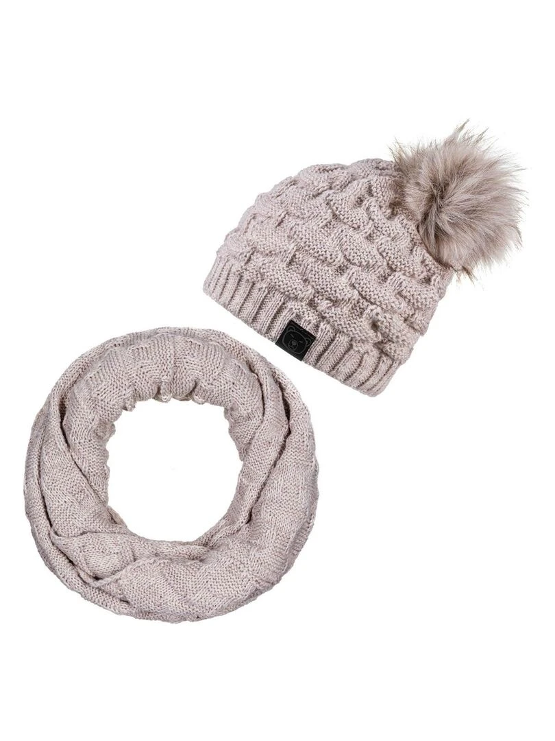 Ensemble Snood Bonnet Wiska Made in UE Beige