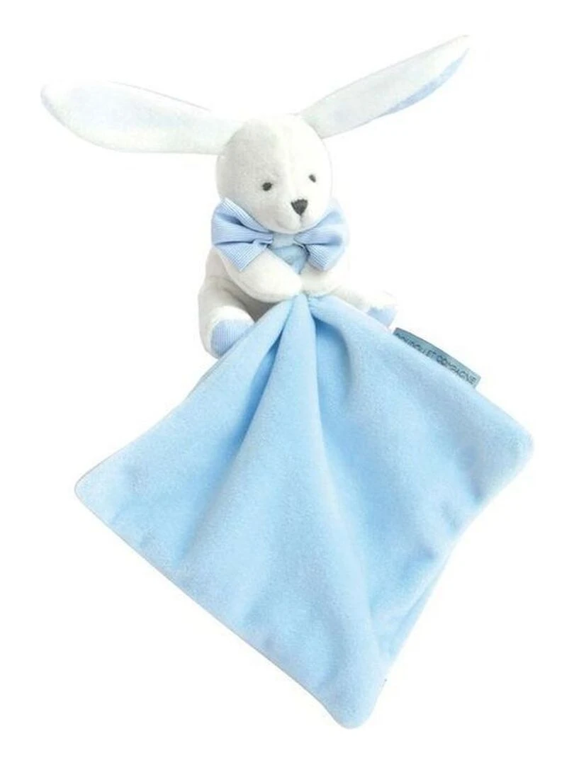 Doudou et compagnie Lapin Bleu fleur 10cms Bonjour Doudou Pantin Bleu