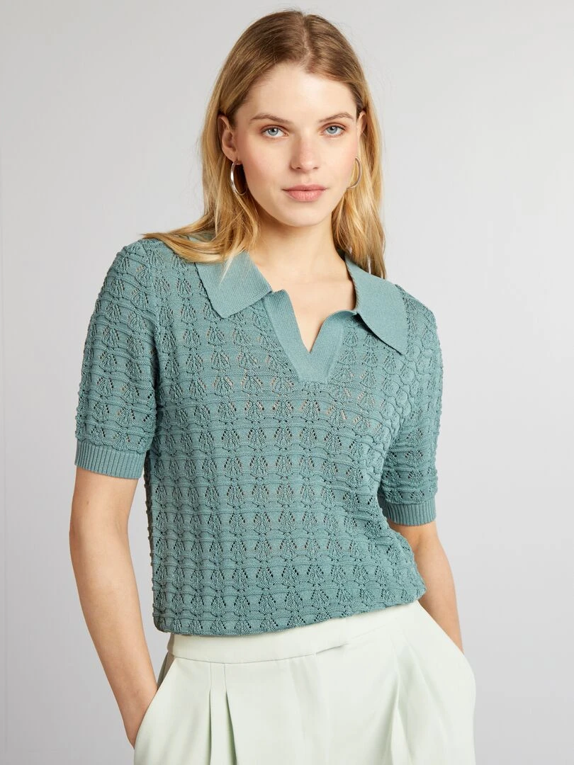 Pull en maille crochet Vert