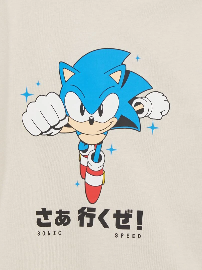 T shirt imprimé 'Sonic' manches courtes Gris