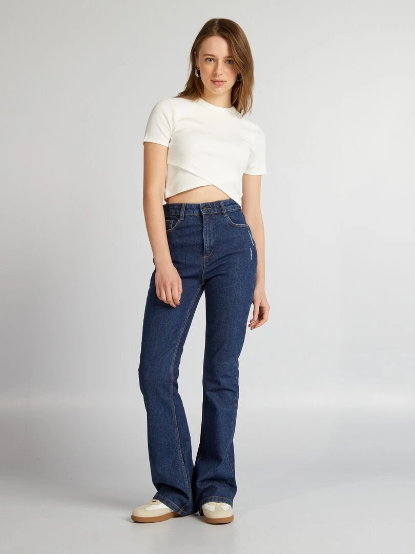 Tee shirt crop top côtelé blanc