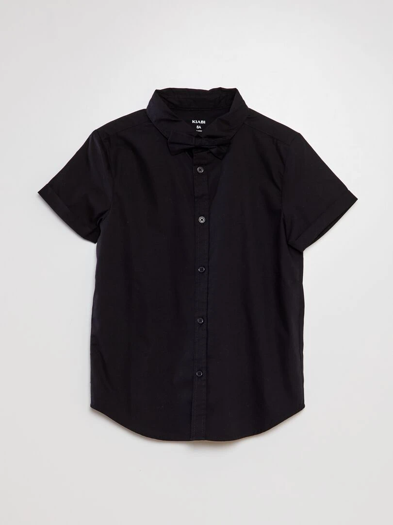 Chemise manches courtes + nœud papillon noir