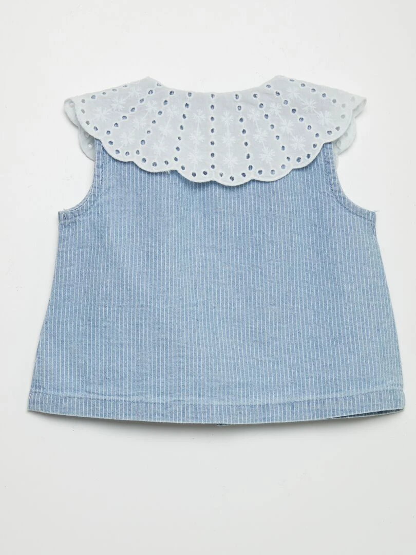 Ensemble chemise + bloomer + bandeau   Bleu chambray