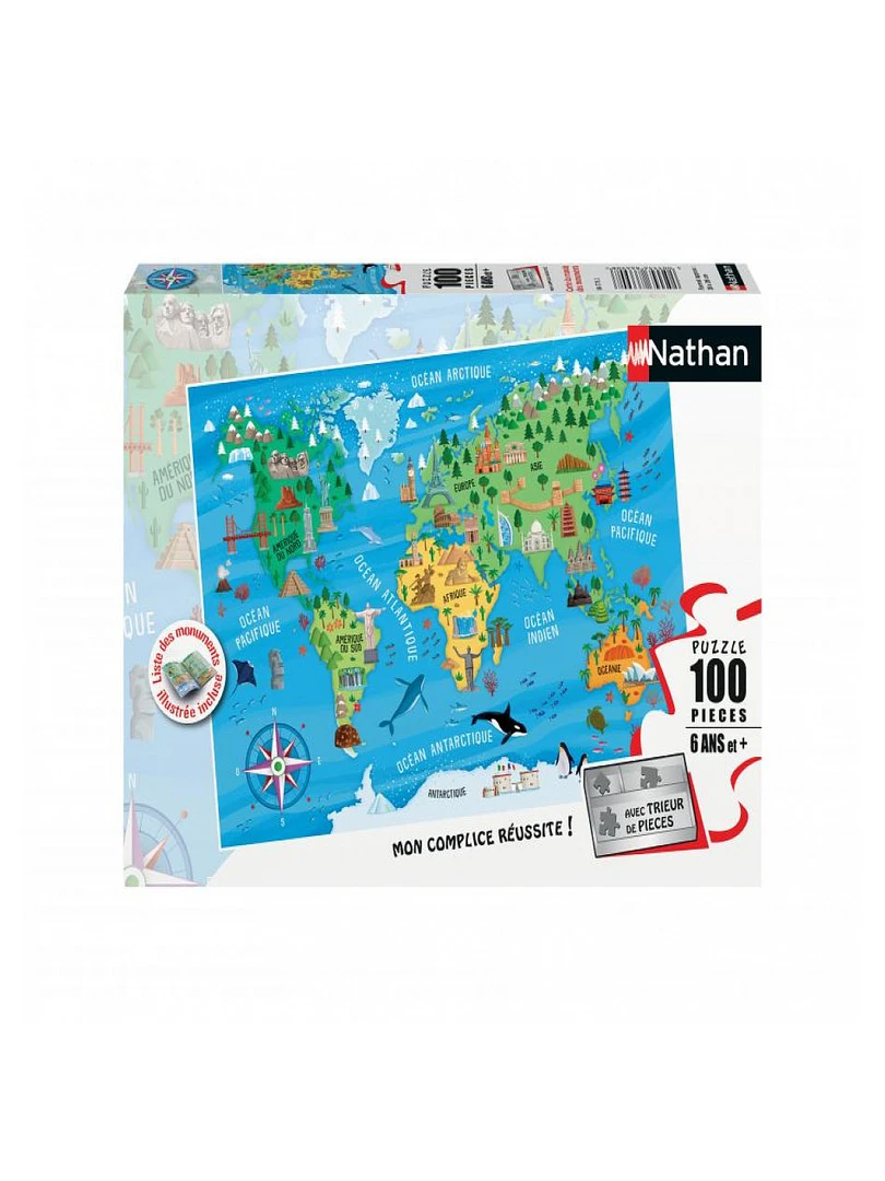 Puzzle 100 P  Carte Du Monde Des Monuments   N/A