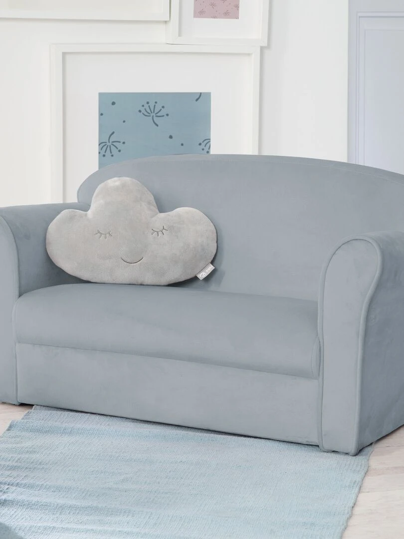 ROBA Canapé en Velours "Lil Sofa" 2 Places Fauteuil avec Accoudoirs pour Garçons Bleu Clair Bleu clair