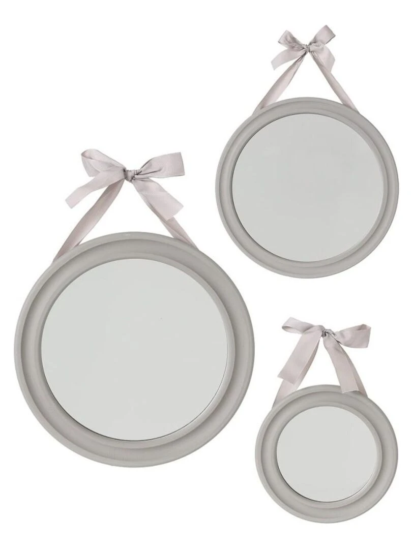 Lot de 3 miroirs ronds ruban Alexia taupe Taupe