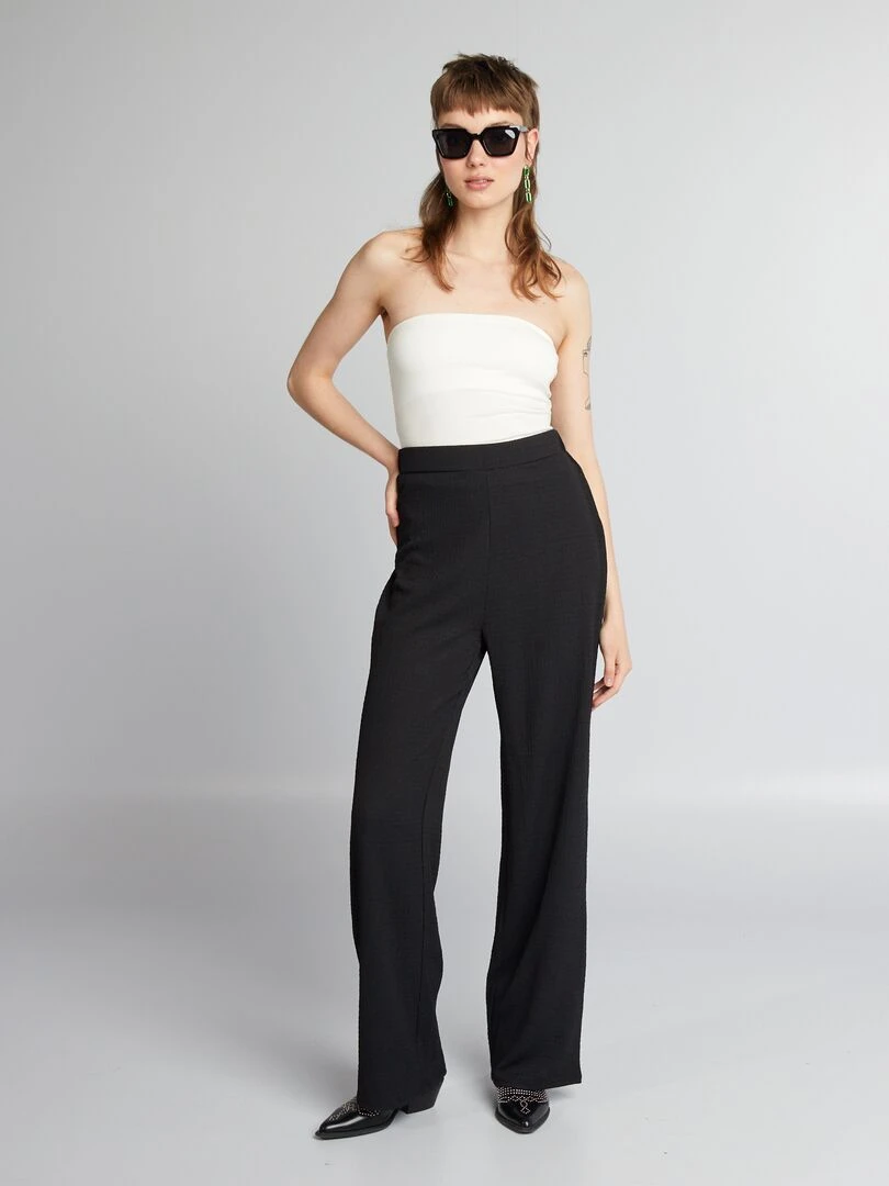 Pantalon large gaufrée noir