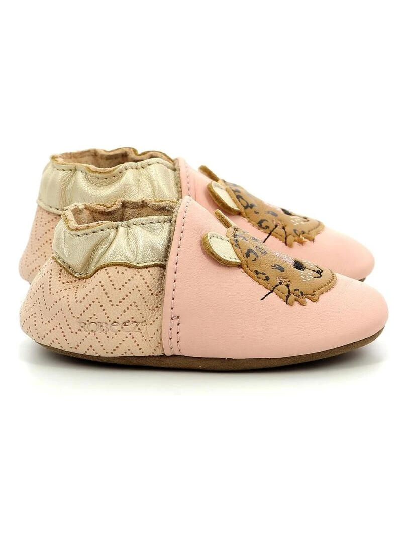 Chausson Cuir Junior Robeez Leopardo Rose